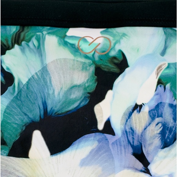 CALIA Ocean Iris Low Rise Bikini Bottom with Black Waistband Fully Lined NWOT - Picture 4 of 8